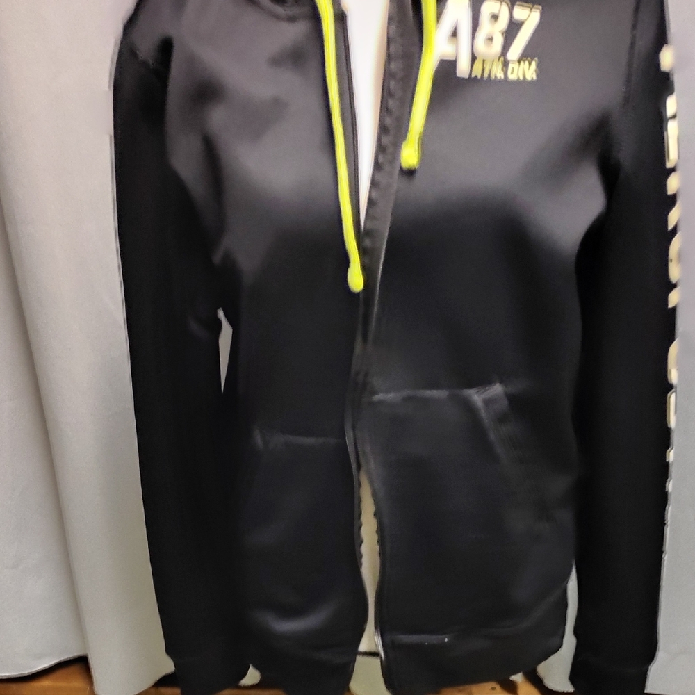 Aeropostale Black Varsity Jacket with Neon Accents